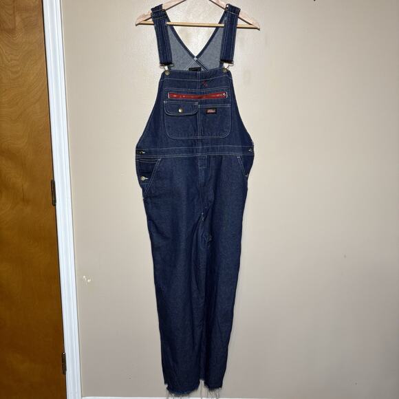 Dickies Genuine Denim Overalls Mens Size MR Blue Jean Bibs Workwear Carpenter - Picture 1 of 16